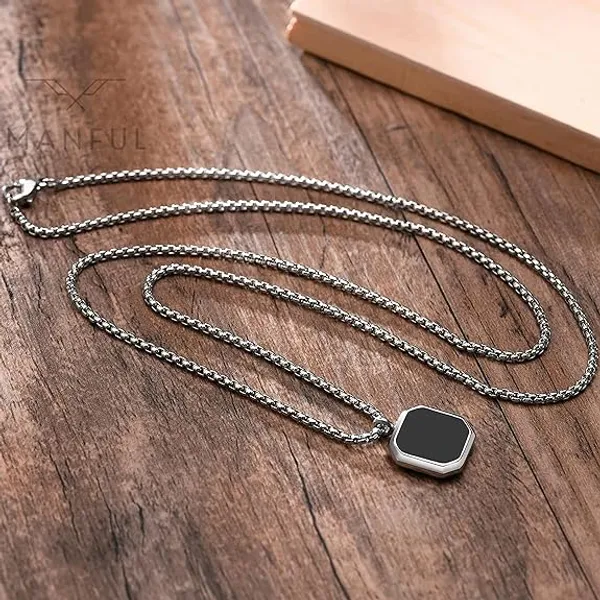 Black_And_Silver_Stainless_Steel_Geometric_Pendant_Necklace