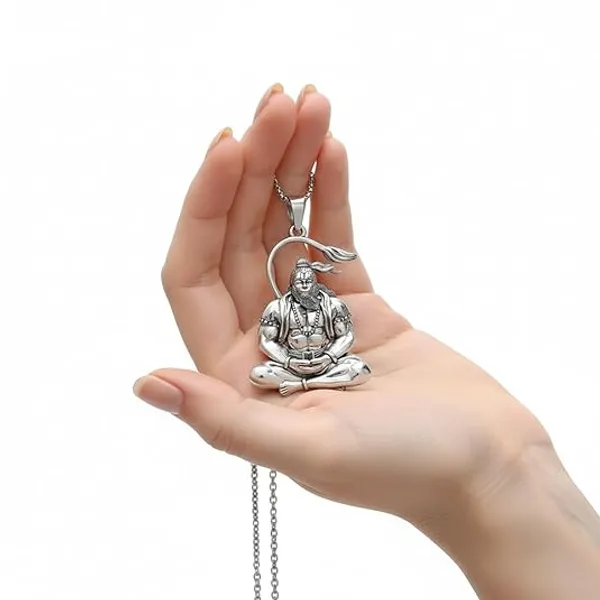 Silver_Stainless_Steel_Hanuman_Pendant_Necklace