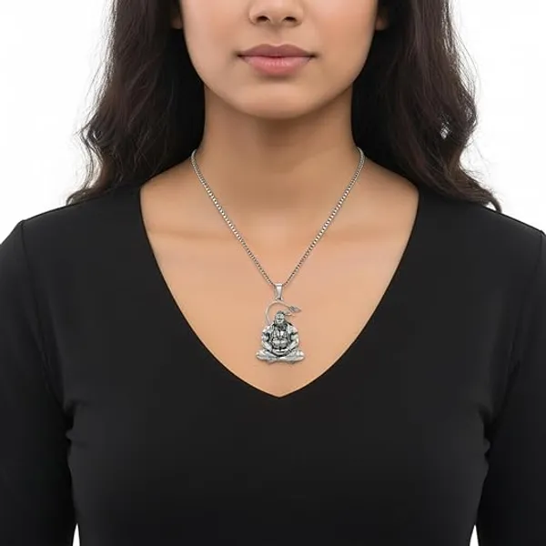 Silver_Stainless_Steel_Hanuman_Pendant_Necklace
