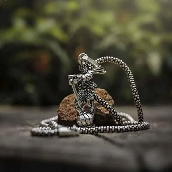 Silver_Stainless_Steel_Hanuman_Pendant_Necklace