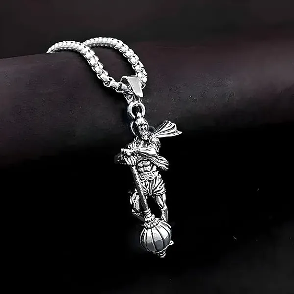 Silver_Stainless_Steel_Hanuman_Pendant_Necklace