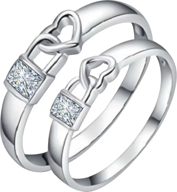 Silver_Stainless_Steel_Lock_Heart_Couple_Ring_Set