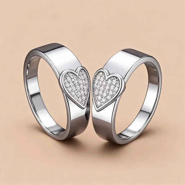 Silver_Stainless_Steel_Half_Heart_Couple_Ring_Set