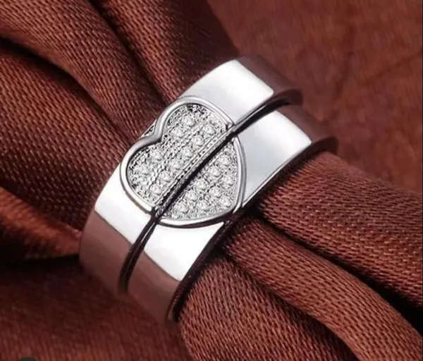 Silver_Stainless_Steel_Half_Heart_Couple_Ring_Set