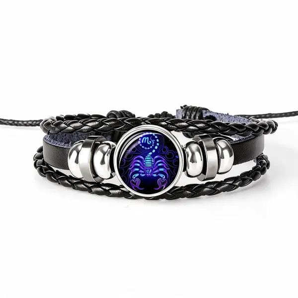 Black_And_Silver_Stainless_Steel_Zodiac_Bracelet