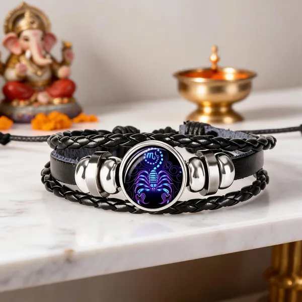 Black_And_Silver_Stainless_Steel_Zodiac_Bracelet