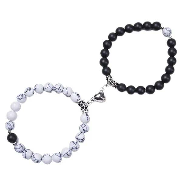 Black_And_White_Stainless_Steel,Acrylic_Plastic_Couple_Bracelet_Set