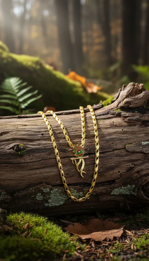 Gold_Stainless_Steel_Krishna_Flute_Pendant_Necklace