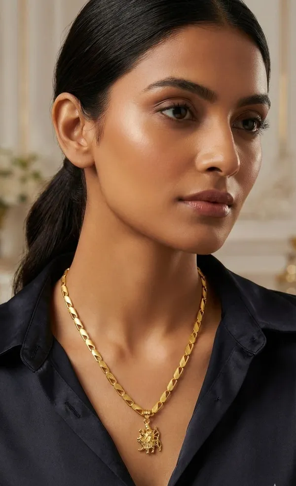 Gold_Stainless_Steel_Maa_Durga_Pendant_Necklace