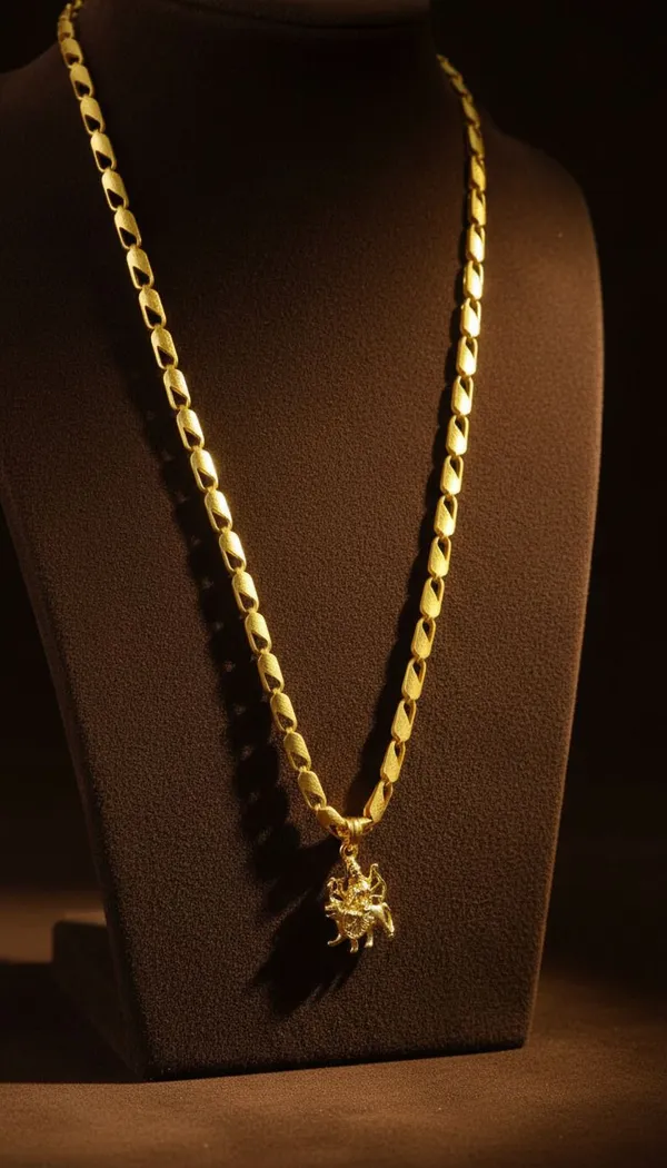 Gold_Stainless_Steel_Maa_Durga_Pendant_Necklace