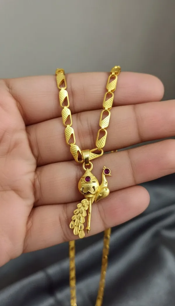 Gold_Stainless_Steel_Peacock_Pendant_Necklace