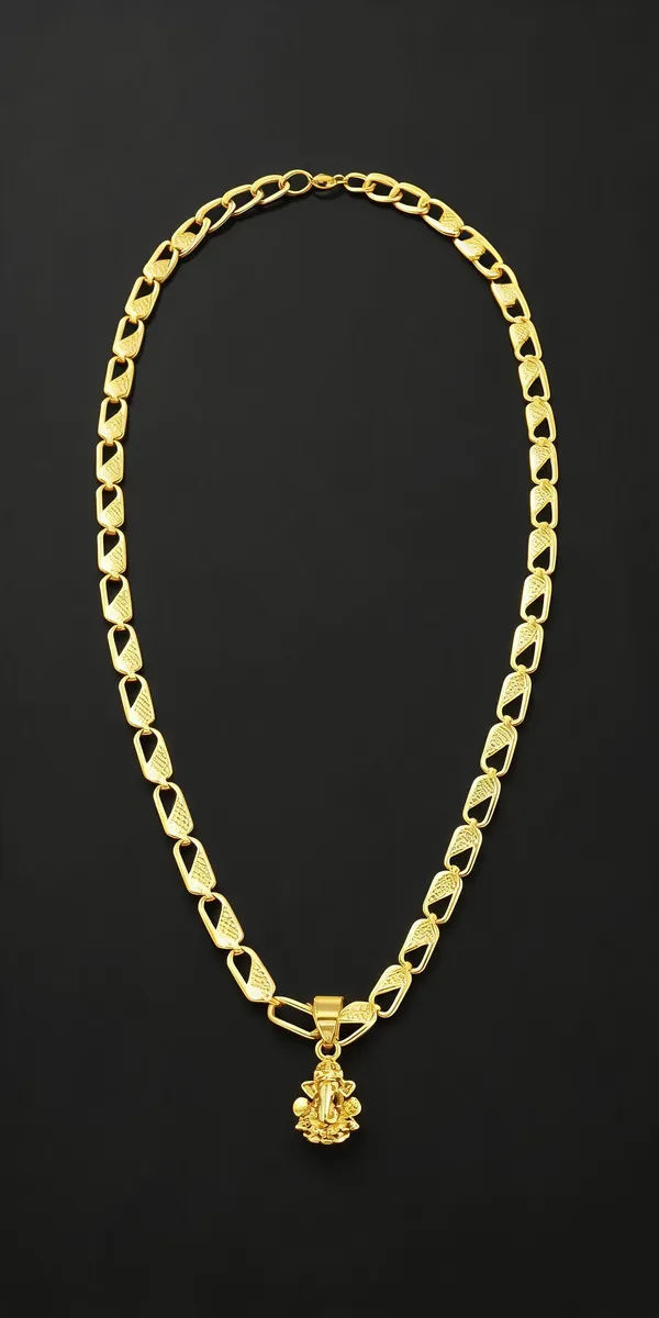 Gold_Stainless_Steel_Ganesha_Pendant_Necklace