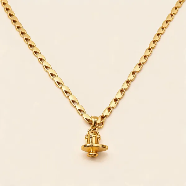 Gold_Stainless_Steel_Shivling_Pendant_Necklace