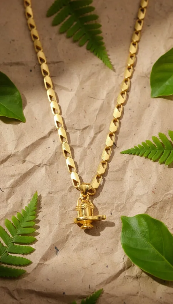 Gold_Stainless_Steel_Shivling_Pendant_Necklace