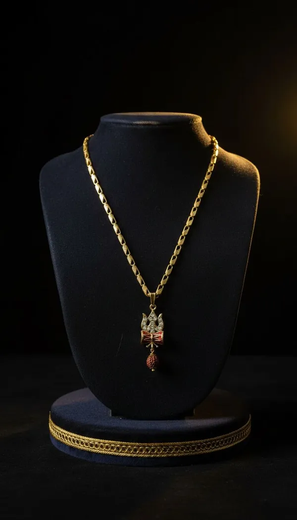 Gold_Stainless_Steel_Trishul_Pendant_Necklace
