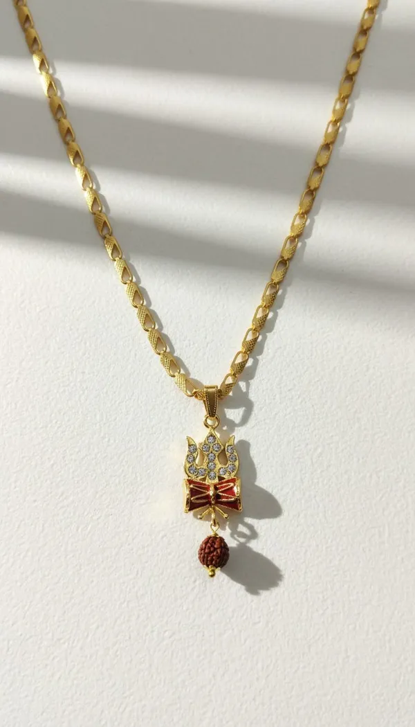 Gold_Stainless_Steel_Trishul_Pendant_Necklace
