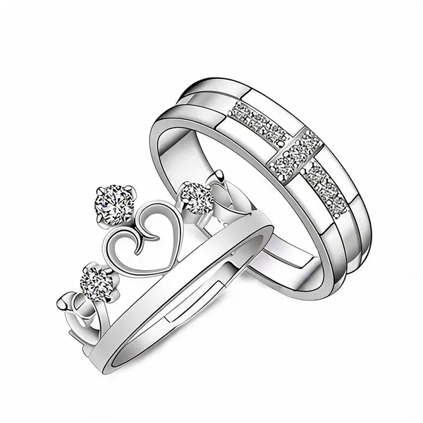 Silver_Stainless_Steel_Cross_Couple_Ring_Set