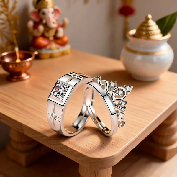 Silver_Stainless_Steel_Crown_Couple_Ring_Set
