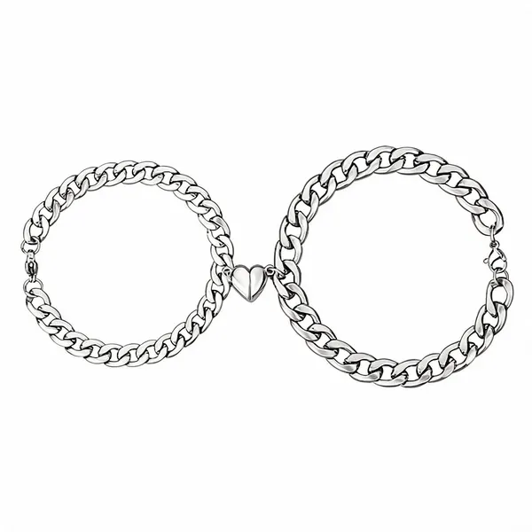 Silver_Stainless_Steel_Heart_Couple_Bracelet_Set