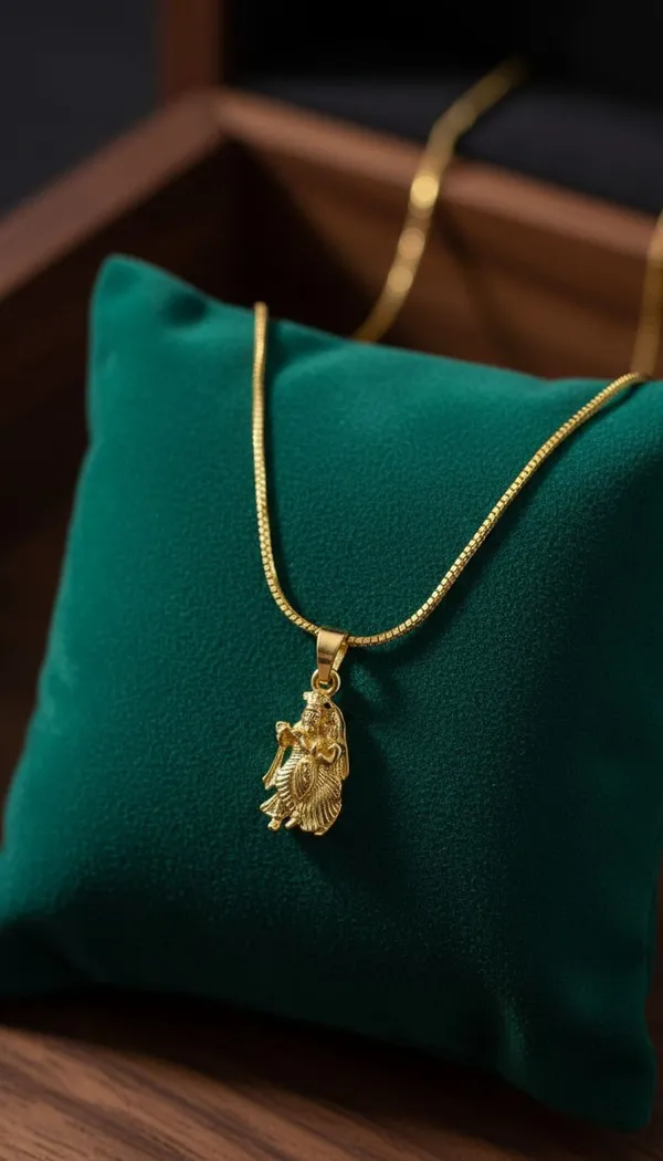 Gold_Stainless_Steel_Radha_Krishna_Pendant_Necklace
