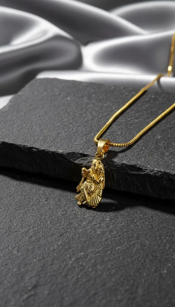 Gold_Stainless_Steel_Radha_Krishna_Pendant_Necklace