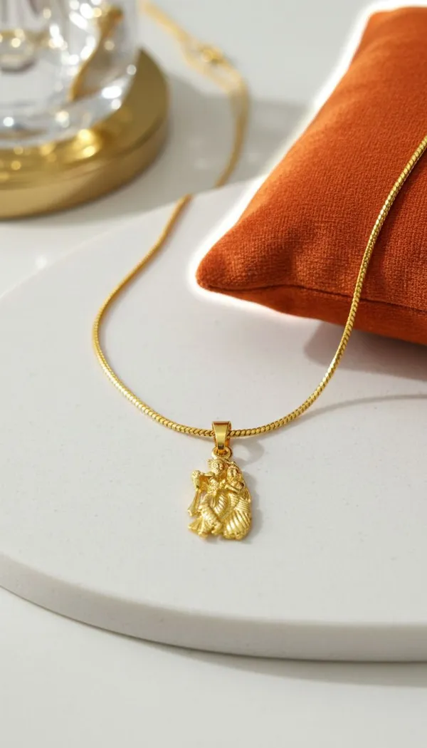 Gold_Stainless_Steel_Radha_Krishna_Pendant_Necklace