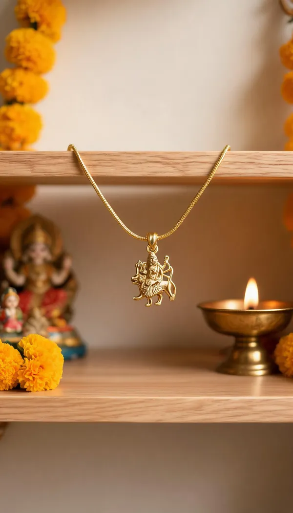 Gold_Stainless_Steel_Goddess_Durga_Pendant_Necklace