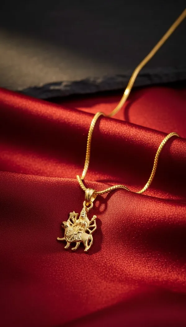 Gold_Stainless_Steel_Goddess_Durga_Pendant_Necklace