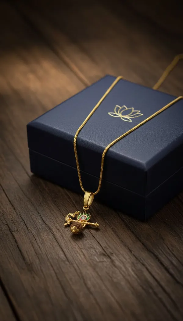 Gold_Stainless_Steel_Krishna_Flute_Mor_Pankh_Pendant_Necklace