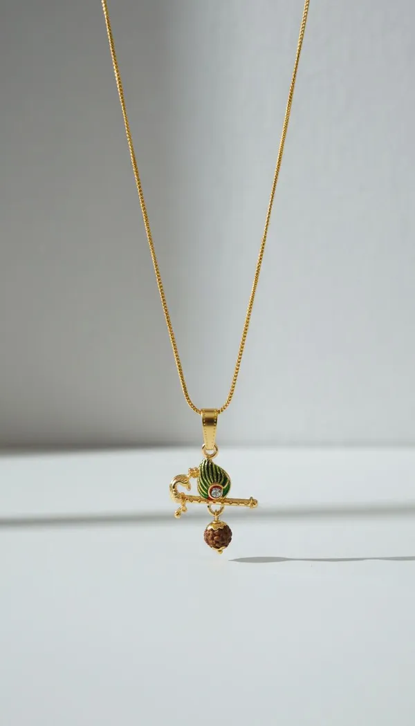 Gold_Stainless_Steel_Krishna_Flute_Mor_Pankh_Pendant_Necklace