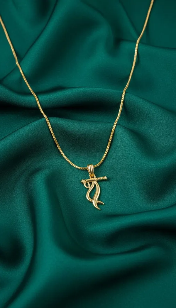 Gold_Stainless_Steel_Krishna_Bansuri_Pendant_Necklace