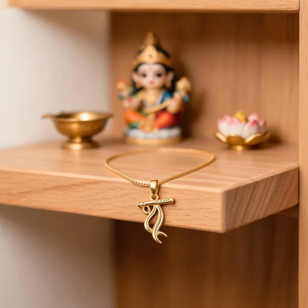 Gold_Stainless_Steel_Krishna_Bansuri_Pendant_Necklace