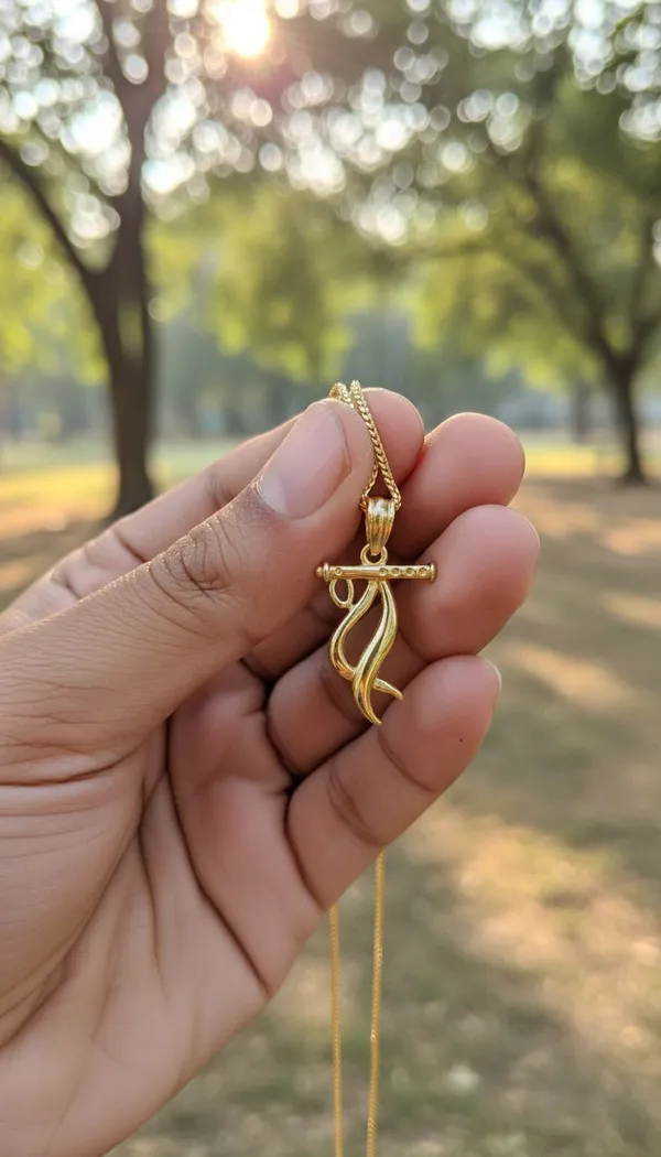 Gold_Stainless_Steel_Krishna_Bansuri_Pendant_Necklace