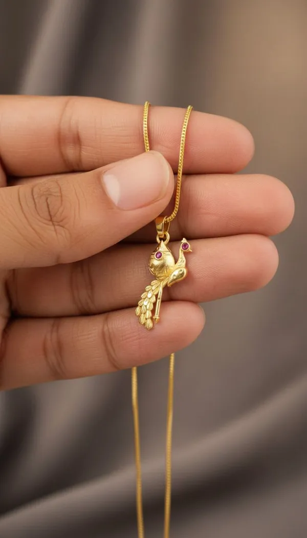 Gold_Stainless_Steel_Peacock_Pendant_Necklace