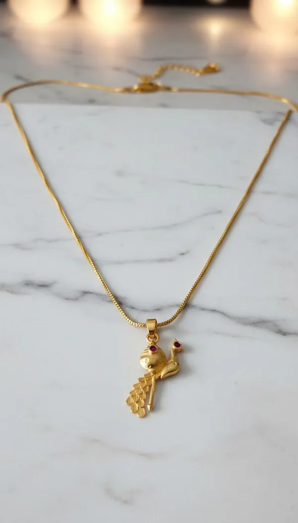 Gold_Stainless_Steel_Peacock_Pendant_Necklace