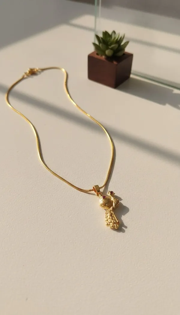 Gold_Stainless_Steel_Peacock_Pendant_Necklace