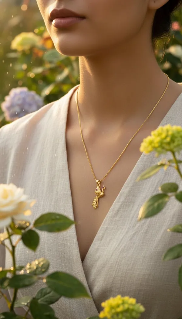Gold_Stainless_Steel_Peacock_Pendant_Necklace