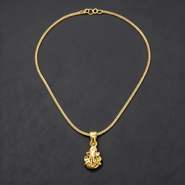 Gold_Stainless_Steel_Ganesha_Pendant_Necklace