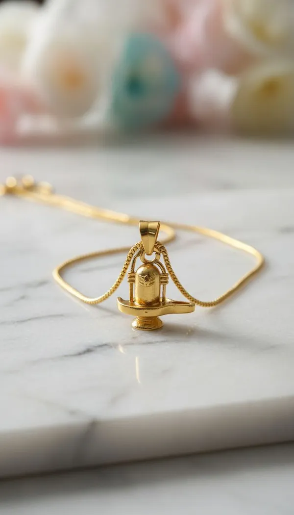 Gold_Stainless_Steel_Shivling_Pendant_Necklace