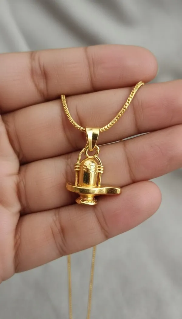 Gold_Stainless_Steel_Shivling_Pendant_Necklace