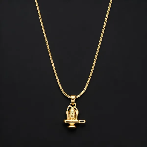 Gold_Stainless_Steel_Shivling_Pendant_Necklace