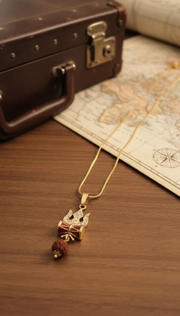 Gold_Stainless_Steel_Trishul_Damru_Pendant_Necklace