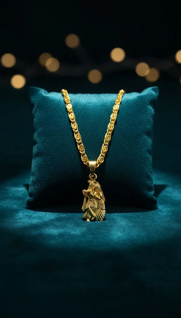 Gold_Stainless_Steel_Radha_Krishna_Pendant_Necklace