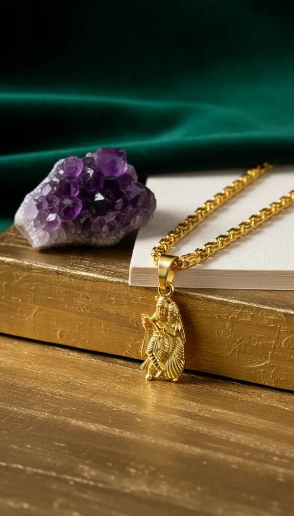 Gold_Stainless_Steel_Radha_Krishna_Pendant_Necklace