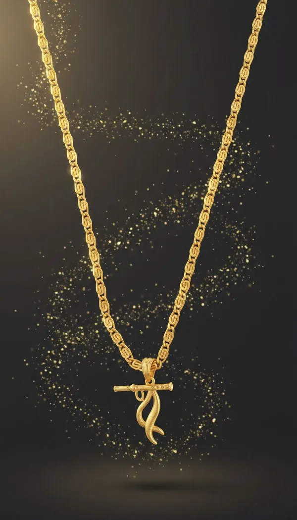 Gold_Stainless_Steel_Krishna_Flute_Pendant_Necklace