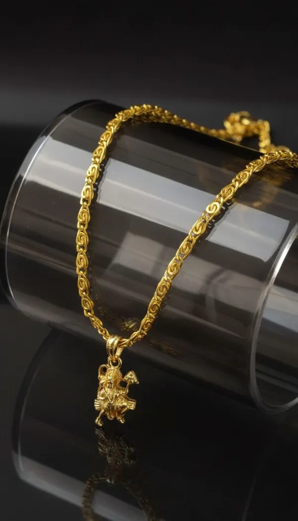 Gold_Stainless_Steel_Hanuman_Pendant_Necklace