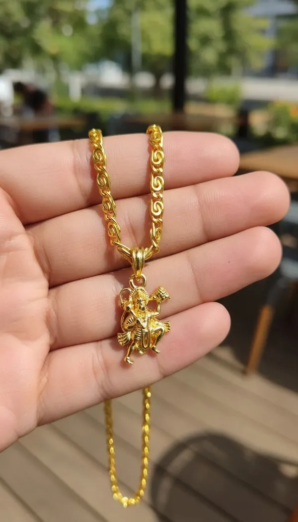 Gold_Stainless_Steel_Hanuman_Pendant_Necklace