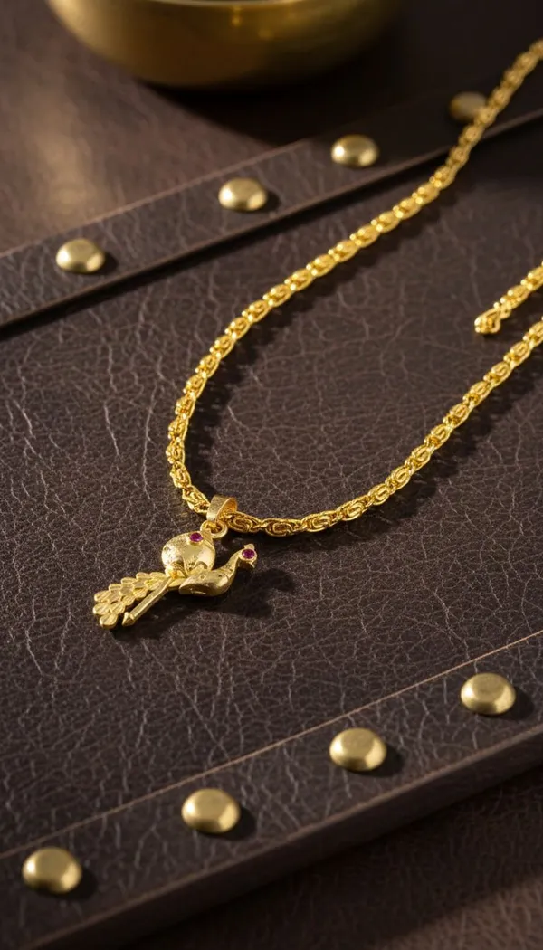 Gold_Stainless_Steel_Krishna_Pendant_Necklace