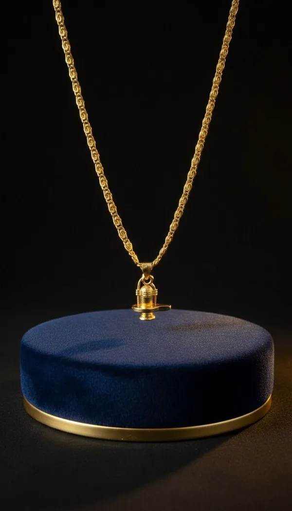 Gold_Stainless_Steel_Shivling_Pendant_Necklace