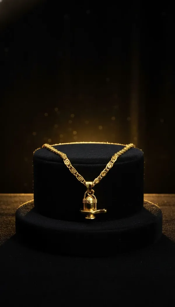 Gold_Stainless_Steel_Shivling_Pendant_Necklace